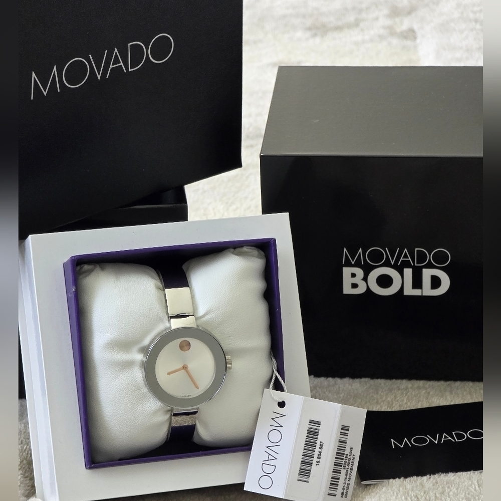 CYBER MONDAY ⌚️NWT Women's Movado Bold 34mm Bangle Bracelet Watch⌚️ Christmas! - Picture 2 of 6